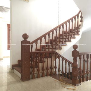 mẫu cầu thang gỗ tân cổ điển